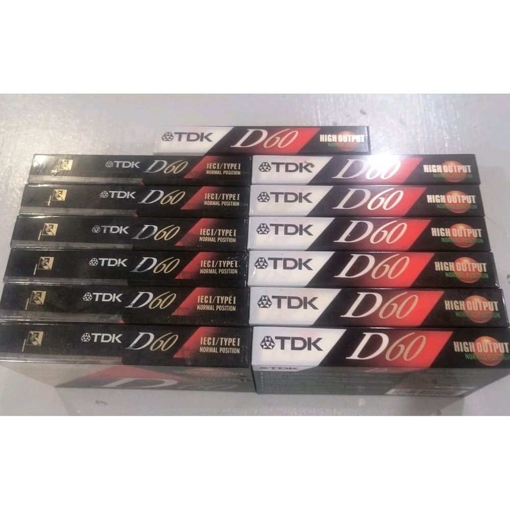 Lot of 13 TDK D60 Blank Cassette Tapes High Output IEC1/TYPE1 New, Sealed